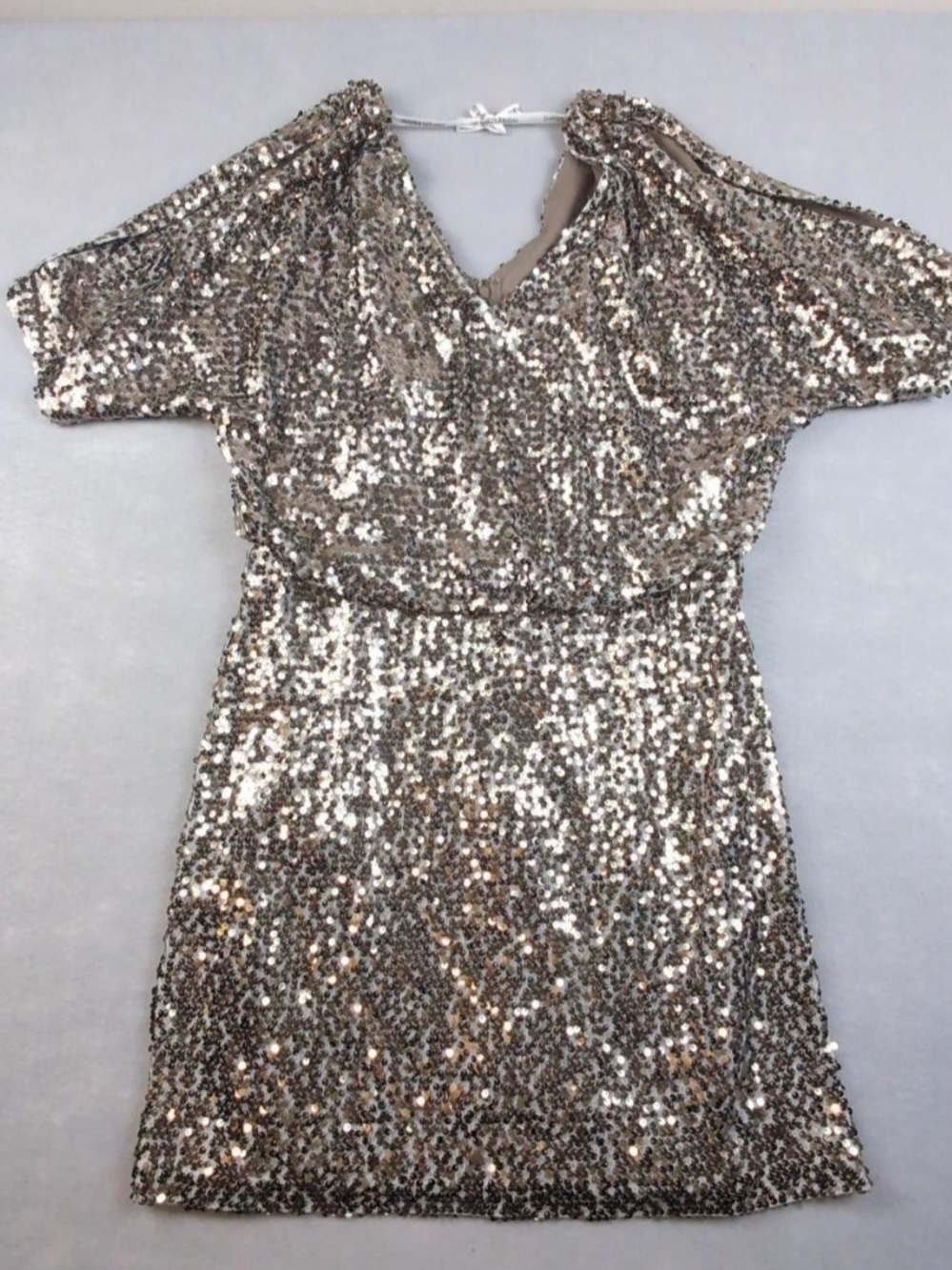 David's Bridal Sequin Mini Dress in Brown & Silver Size 8 Like New